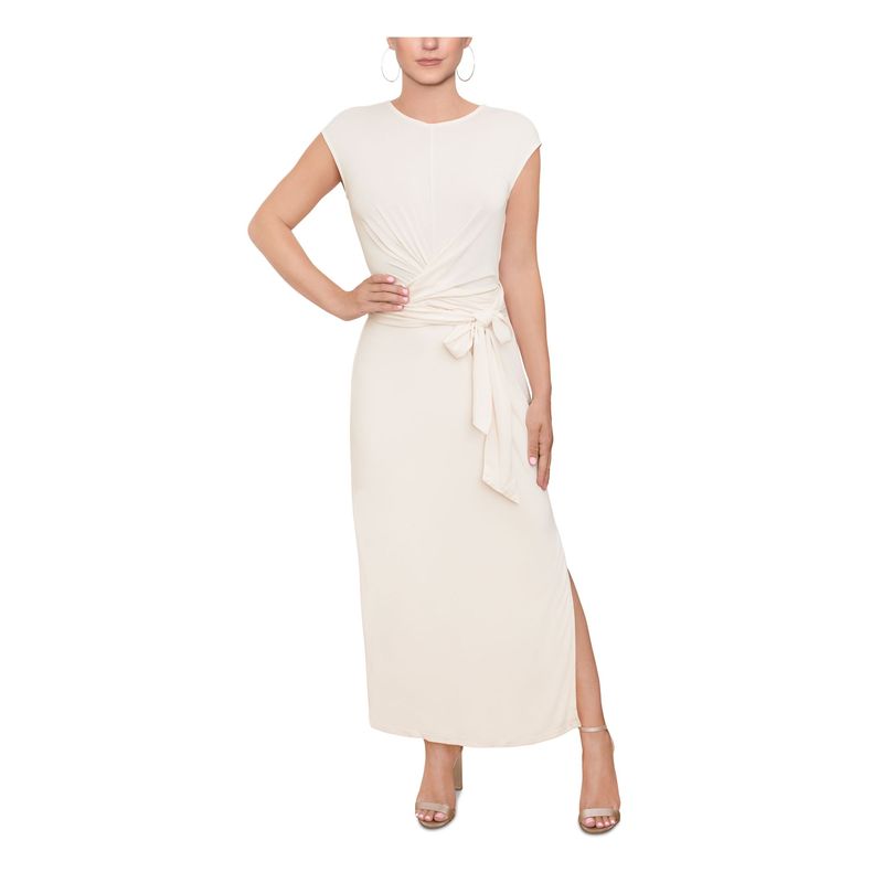 Rachel Rachel Roy Womens Ivory Tie-Waist Lined Sleeveless Sheath Dress Xl